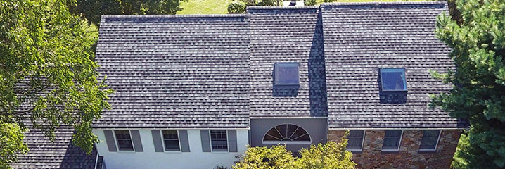 Aerial view of Glen Mills Home with Repaired Roof